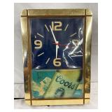 Early Coors Advertising Clock with Brass-Tone Frame, 12in x 17in