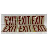 Six Early Glass Exit Signs, 12in x 9in