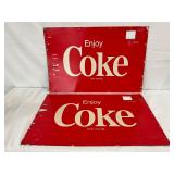 Coca-Cola Metal-Backed Cardboard Signs, 28×19 Inches