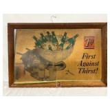 37x24in Framed Double-Sided 7Up Cardboard Advertising Display