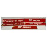 Metal BP Super and BP Regular Signs, 21×4 Inches Each
