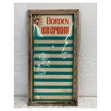 Framed Borden Ice Cream Cardboard Advertisement, 13in x 25in