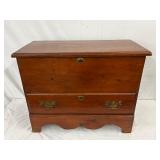 Wooden Sugar Chest with Single Drawer and Brass Pulls, 26×21 Inches
