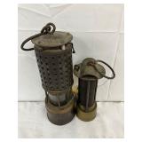 Brass and Steel Miner’s Safety Lamps with Glass Chambers
