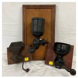 Wall-Mounted Coffee Grinders in Metal and Wood