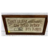 Framed 24 1/2 x 12 1/2 Cross-Stitch Sampler With Baking-Themed Design