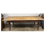 3-Board Top Large Wooden Farm Table with Tapered Legs