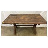 Early Sawbuck-Style Wood Table with Rectangular Top