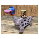 Flintstones-Inspired Dinosaur Pull Toy with Driver Figure