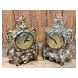 Pebble-Resin Electric Mantel Clocks With Ornate Forms