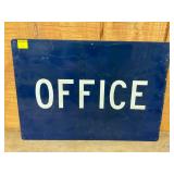 Blue Metal ‘Office’ Sign with White Text