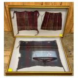 Framed Textile Samples With Multicolor Stripes and Patterns