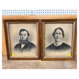 Framed Black-and-White Portrait Prints in Wooden Frames