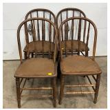 Four Wooden Spindle-Back Chairs with Saddle Seats