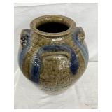 3G. CHARLES LISK POTTERY VASE WITH COBALT DRIPS 