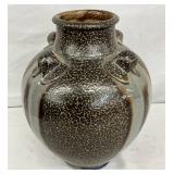 Daniel Johnson Salt-Glaze Pottery Jar with Decorative Runs, 9 Inches Tall