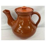 Early ML Owen’s 7-Inch Tall Glazed Pottery Redware Teapot