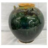 Billy Ray Hussey Handcrafted Pottery Vase with Multi-Tone Glaze, 8 Inches Tall