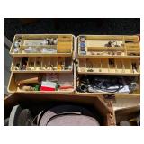 Organizer trays with hardware, and grinding and sanding wheels