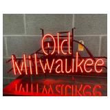 Old Milwaukee Neon Sign with Red Tubing, 27in by 13in
