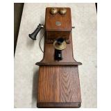 Early 20th Century Oak Wall Phone, American Electric Telephone Co.