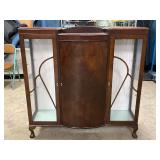 Mahogany Display Cabinet with Glass Panels and Central Storage