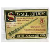 SS Star Steel Belt Lacing Metal Sign, 19×14 Inches