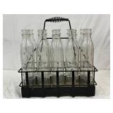 10 ‘Shell’ Glass Oil Bottles with Original Steel Holder
