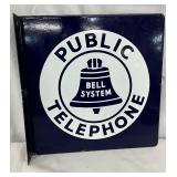 Porc. Bell System Public Telephone Flange Sign, 11×11 Inches