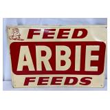 Emb. Metal ‘Arbie Feeds’ Sign, 18×12 Inches