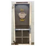 Early Merita Bread Screen Door w/Graphics, Measures 79in by 32in