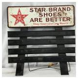 Star Brand Shoes Metal Store Display Rack w/Marquee Sign 16in x 16in