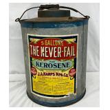 Early 5g. J.A. Harps Mfg. Co. Kerosene Can