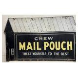 Chew Mail Pouch’ Metal Sign with Barn Shape and wooden framed back,  56in x 35in 