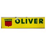 Oliver Emb Metal Sign w/Wood frame back, 95in x 23in