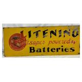 Litening Batteries  SS Metal Sign by Yale Oil Corporation, 48×14 