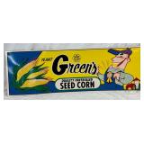 ‘Green’s Quality Controlled Seed Corn’ Metal Sign, 36x12in