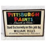 Pittsburgh Paints Sign,  Metal with Wooden Frame, 36×25 