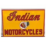 Emb. ‘Indian Motorcycles’ Sign w/Wood Backing, 59in x 39in