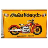 Emb. Indian Motorcycles Authorized Dealer Sign with Wooden Back, 59×39 