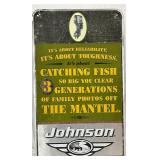 Emb. Johnson Outboard Motors Metal Sign, 15in x 25in