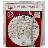 Phillips 66 Metal Gas Station Road Map Sign