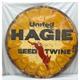 Emb. United Hagie Seed Twine Metal Sign, 36 Inches