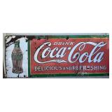 Porc. Coca-Cola Sign w/ 1923 Bottle Design, 117in x 46in