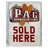 Early Pfister Associated Growers Masonite Sign (P.A.G.), 18in x 24in