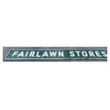 2pc. Emb. Porc. ‘Fairlawn Stores’ Sign, 161 inches