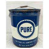 5g. Pure Oil Company Metal Lubricant Can with Handle