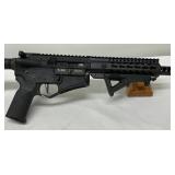 Magpul-style angled foregrip, and a ventilated free-floating handguard Magpul-style angled foregrip, and a ventilated free-floating handguard