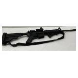 collapsible buttstock, polymer handguard with an angled grip collapsible buttstock, polymer handguard with an angled grip
