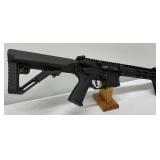 collapsible Magpul-style stock, vertical foregrip, muzzle brake, and integrated dust cover engraved collapsible Magpul-style stock, vertical foregrip, muzzle brake, and integrated dust cover engraved